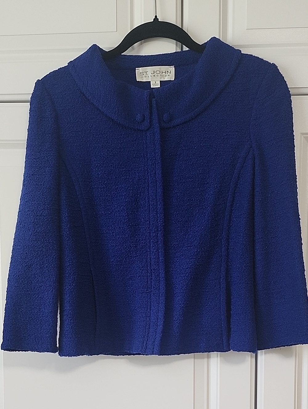 St. John Collection Cobalt Blue Bouclé Short Blazer